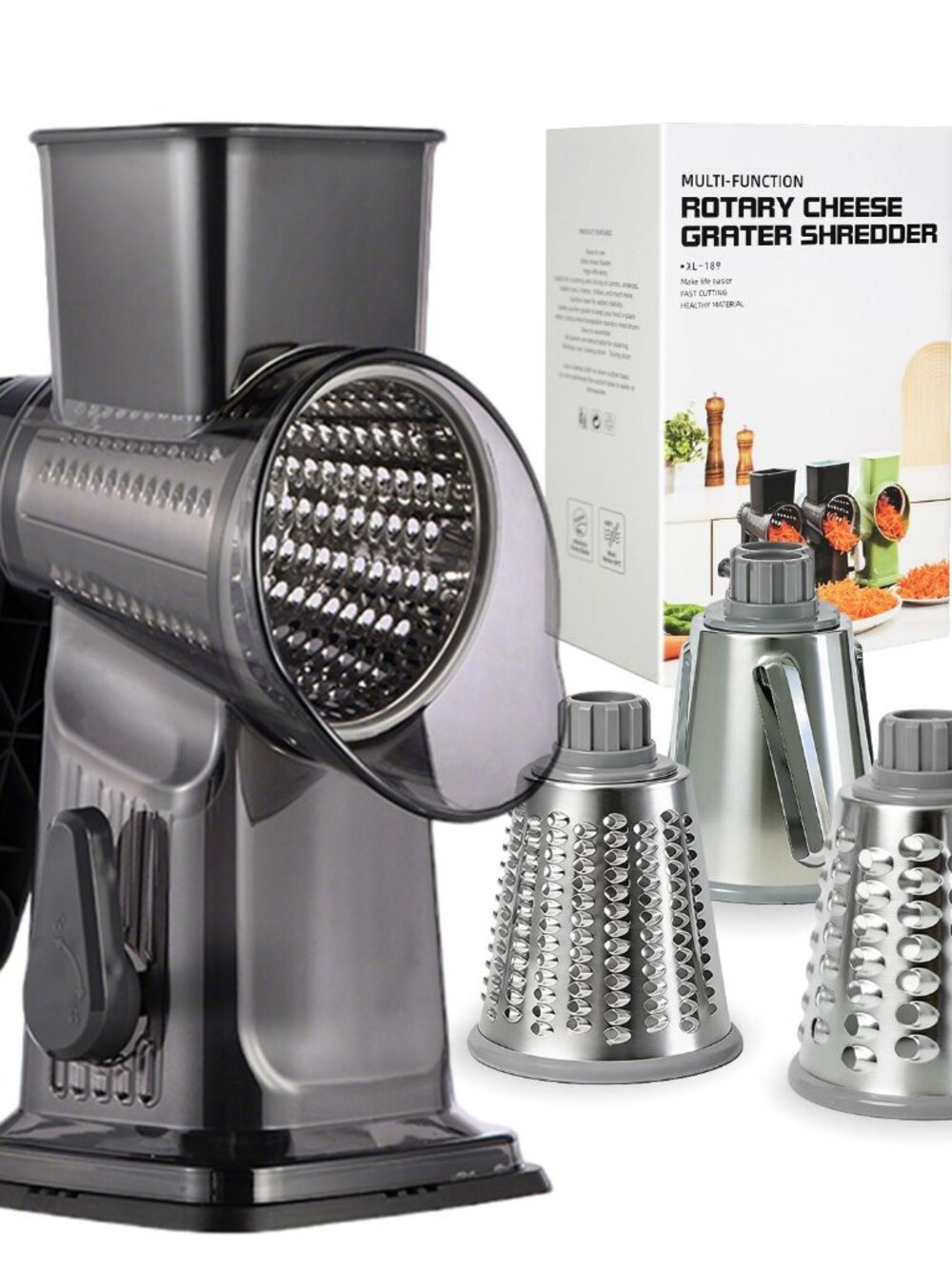Hand Crank Rotary Vegetable Cutter, Multifunctional Drum Grater Slicer Shredder